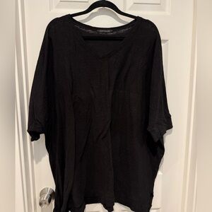 Black Linen Blend Top